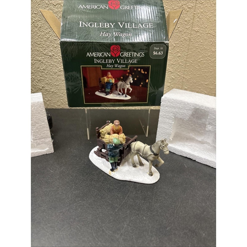 American Greetings Ingleby Village Hay Wagon~IOB